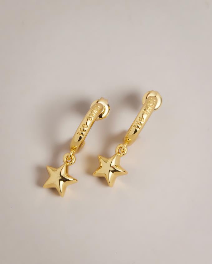 Boucles d'Oreilles Ted Baker Star Hoop Charm Doré Femme | OQK-81857955